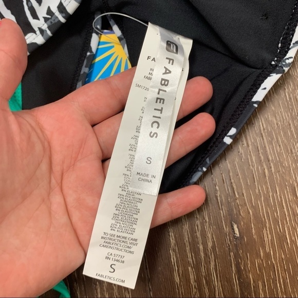 Fabletics womens green black Claire midi bikini top - Picture 2 of 7